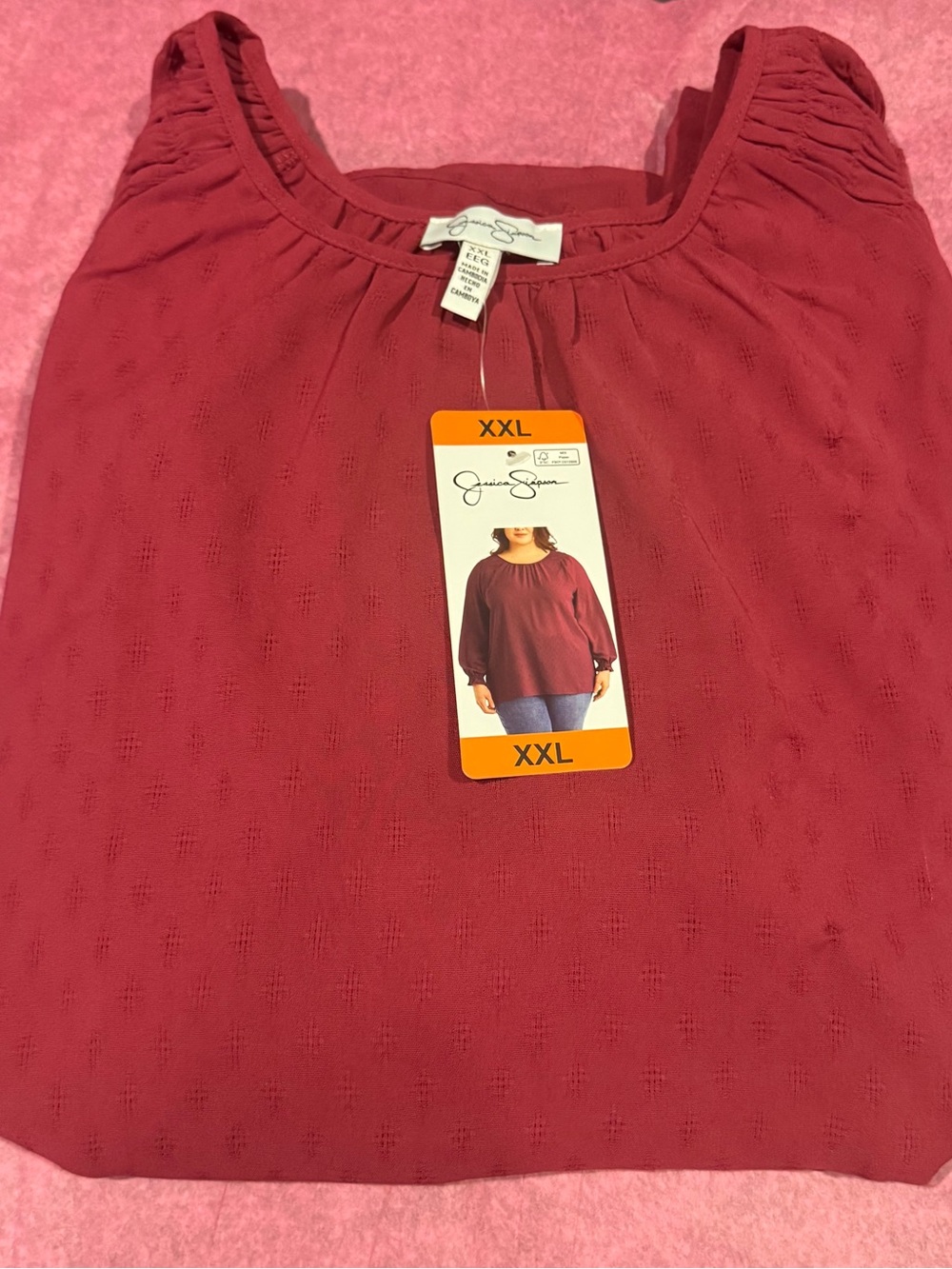 NWT Jessica Simpson Boho Blouse Berry 2X XXL - Picture 10 of 11